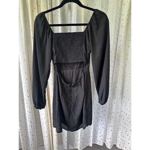 All In Favor NWT Square-Neck Princess Seam Peek-A-Boo Smocked Back Mini Dress XS - Picture 5 of 9